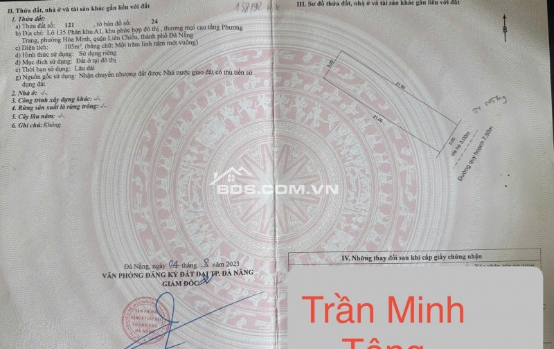 Bán đất khu A1 Phương Trang đường - đường Trần Minh Tông